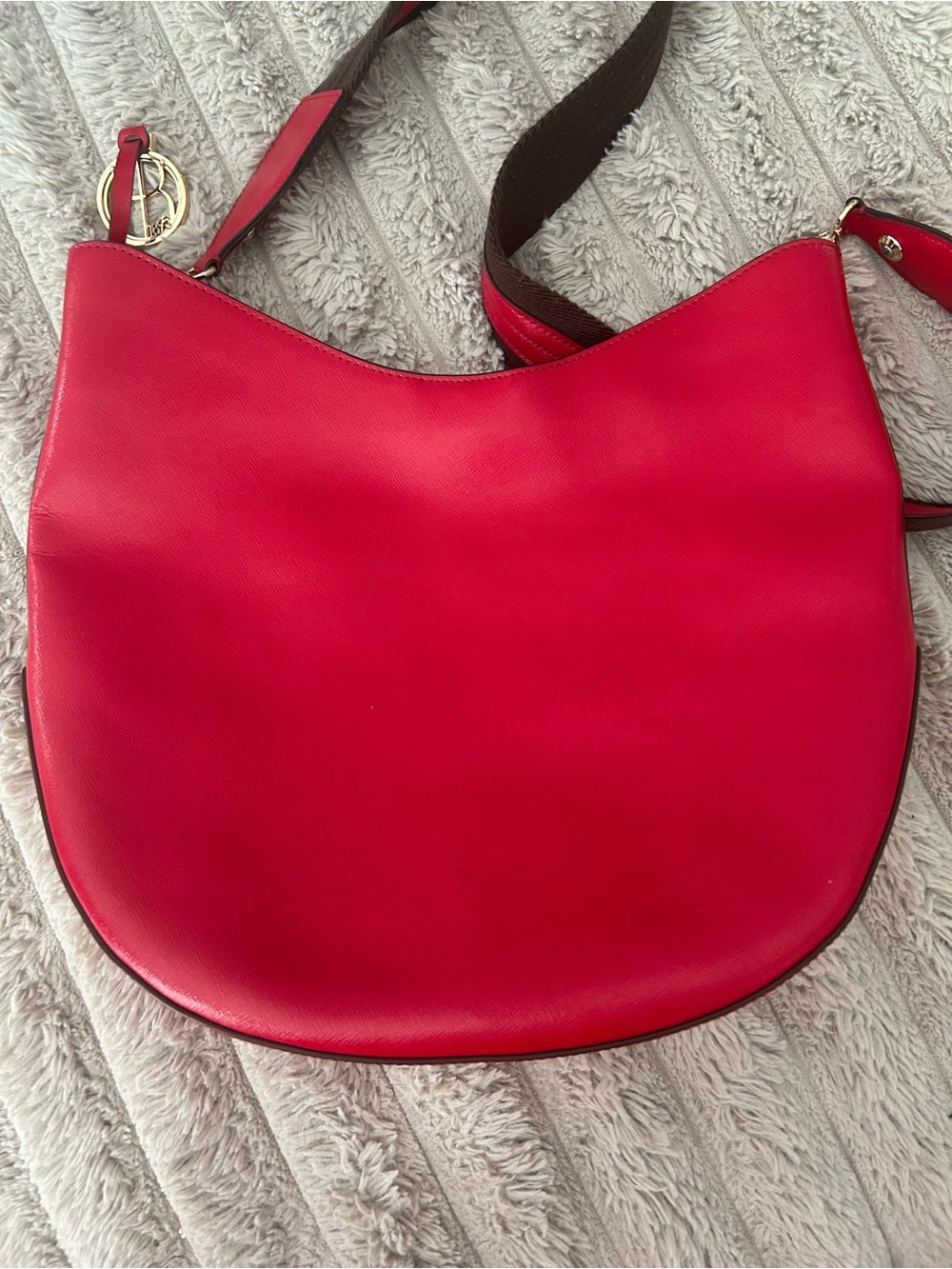 henri bendel Red Leather Hobo with Striped Shoulder Strap - Picture 3 of 5